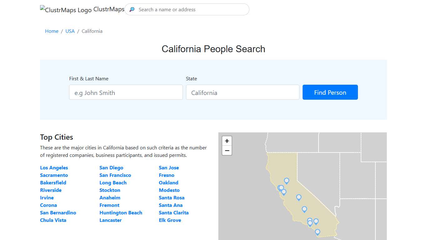 California People Search: page 1 — ClustrMaps